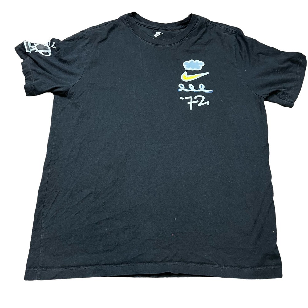 Nike Men's Size Large Doodleglyph T-Shirt Crew Black Short Sleeve 100% Cotton